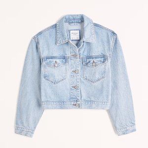 Abercrombie & Fitch Cropped Drapey Denim Jacket